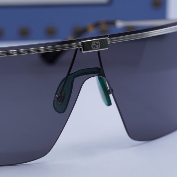 Gucci GG1096S 001 Shield Sunglasses - Silver/Grey - Picture 2 of 12
